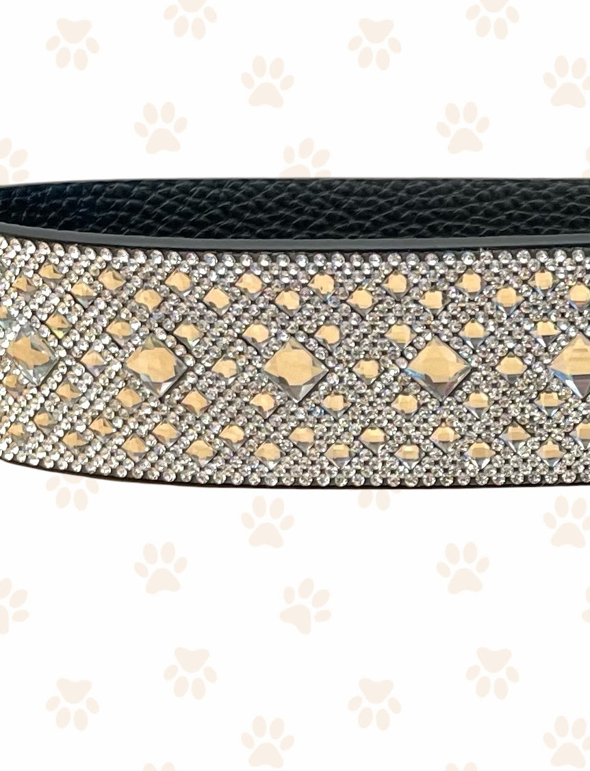 JK Diamonds - Large Silver Crystal Dog Collar