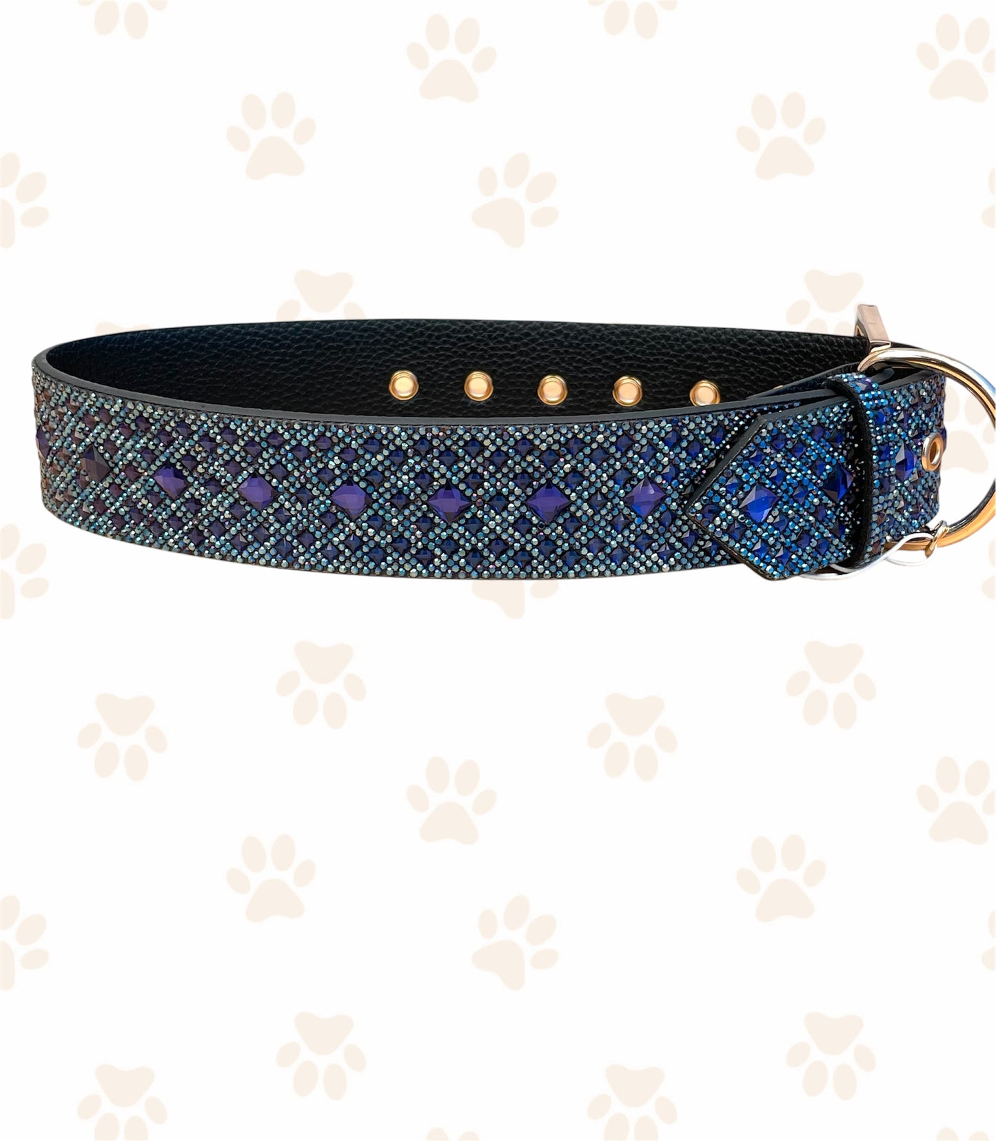 JK Diamonds - Large Dark Blue Crystal Dog Collar
