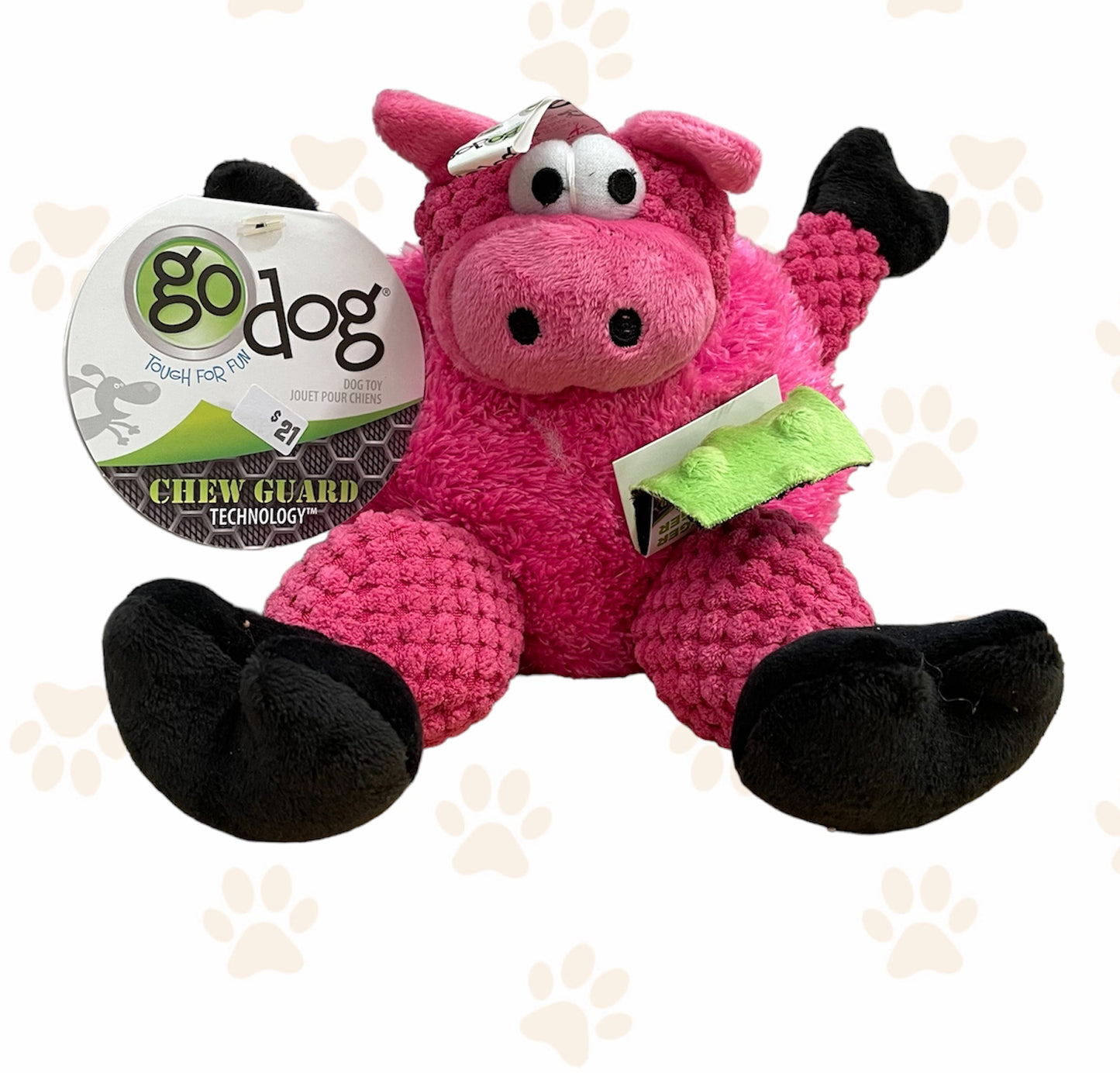 goDog Checkers Sitting Pig Dog Toy
