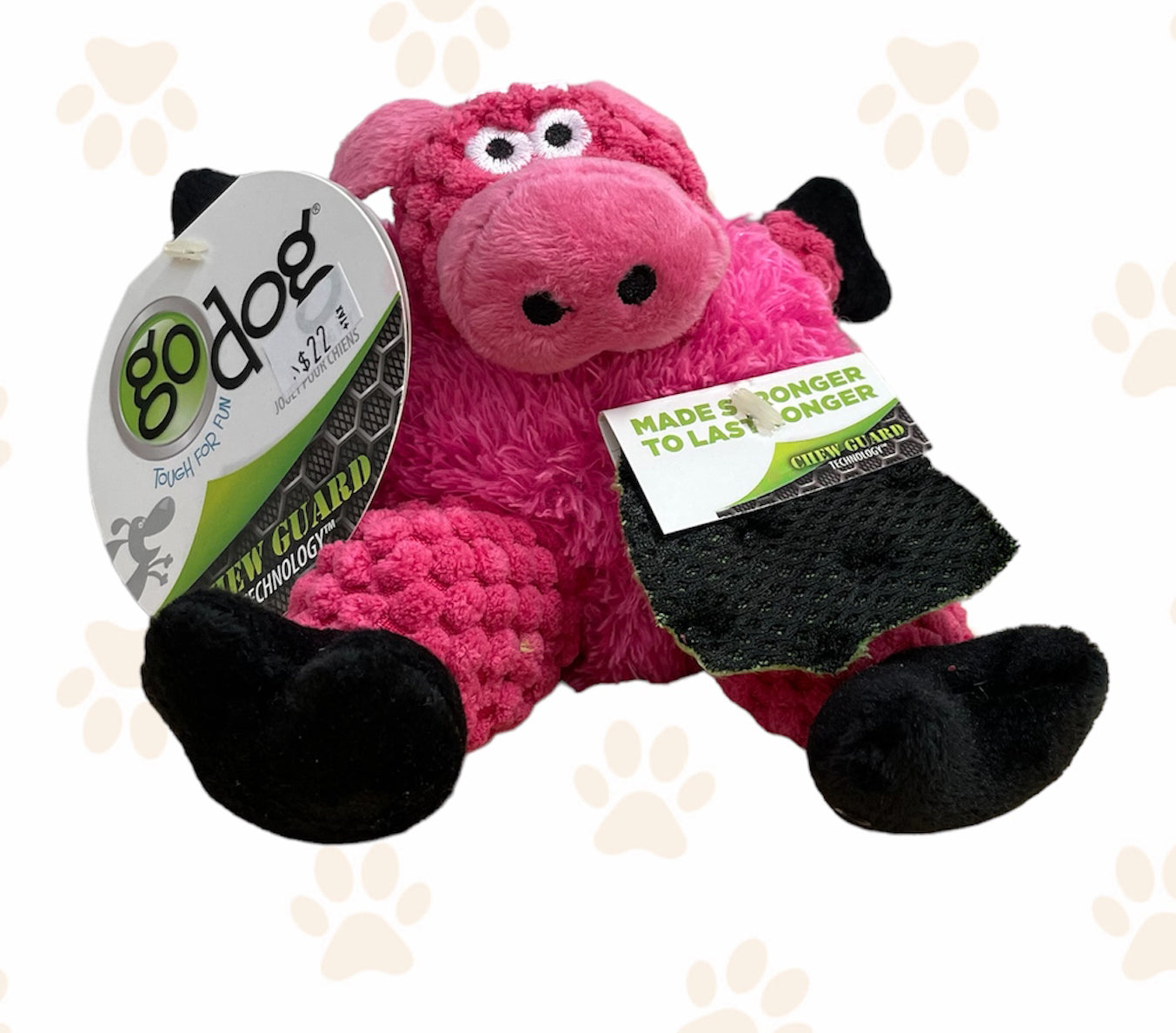 goDog Checkers Sitting Pig Dog Toy