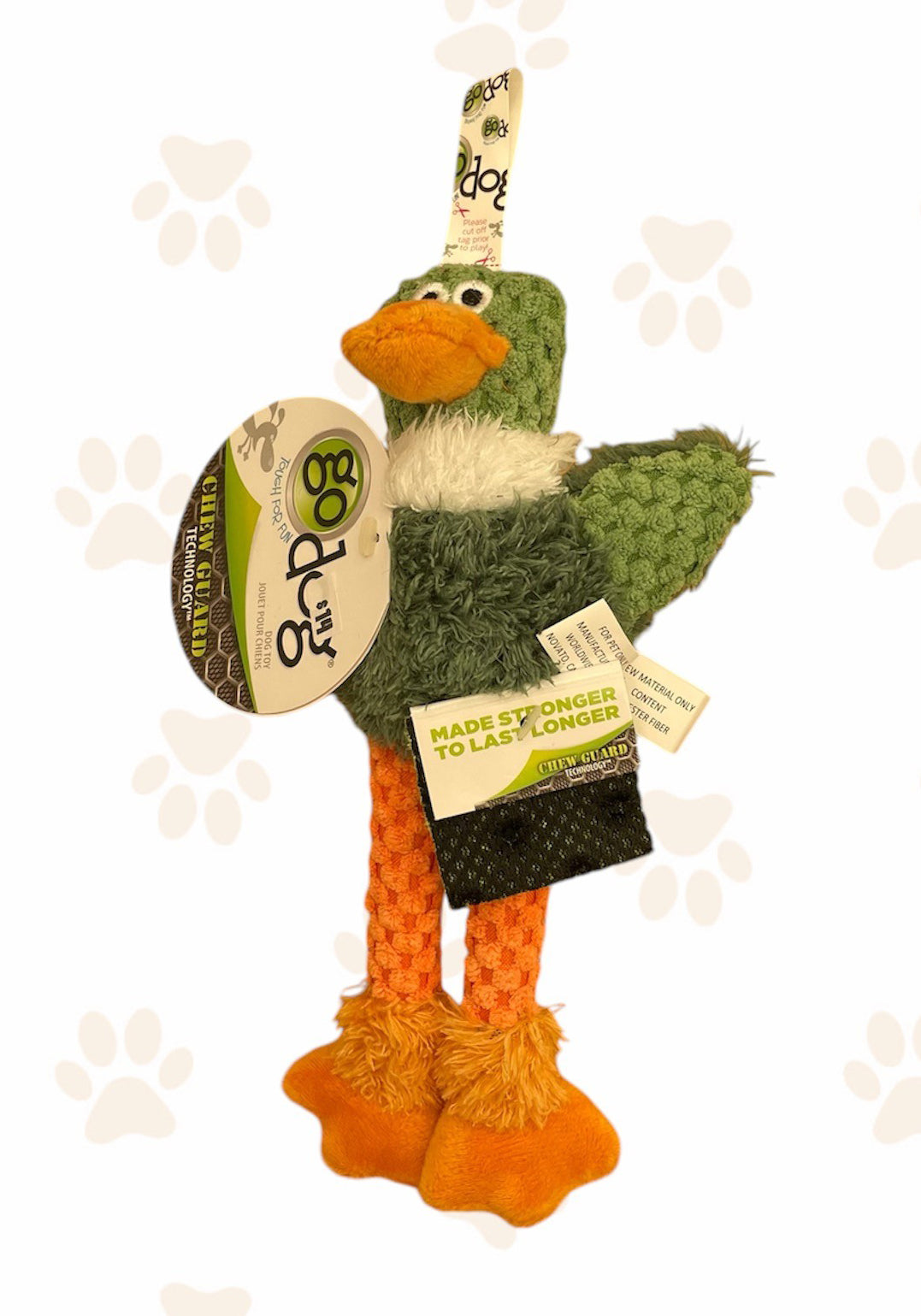 goDog Just For Me Skinny Duck Dog Toy