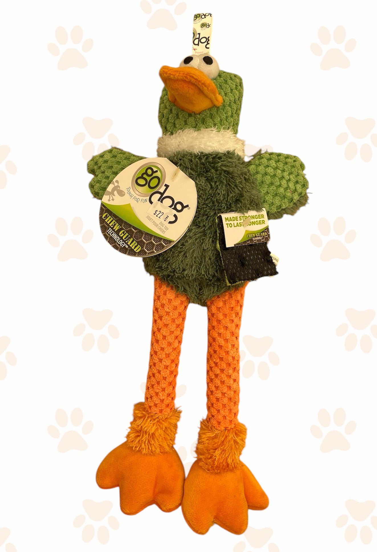 goDog Just For Me Skinny Duck Dog Toy