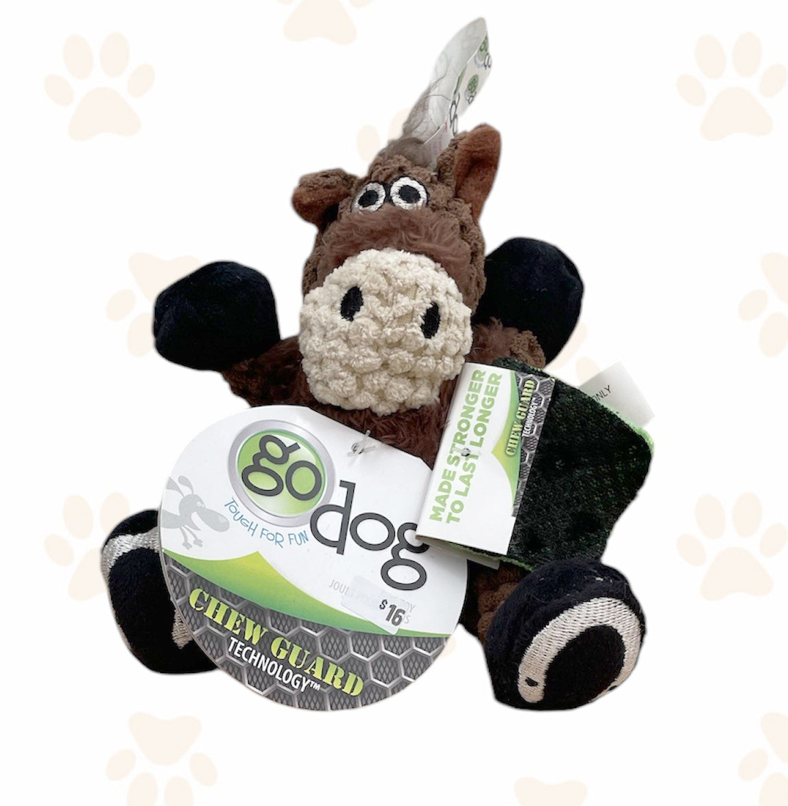 goDog Checkers Sitting Horse Dog Toy