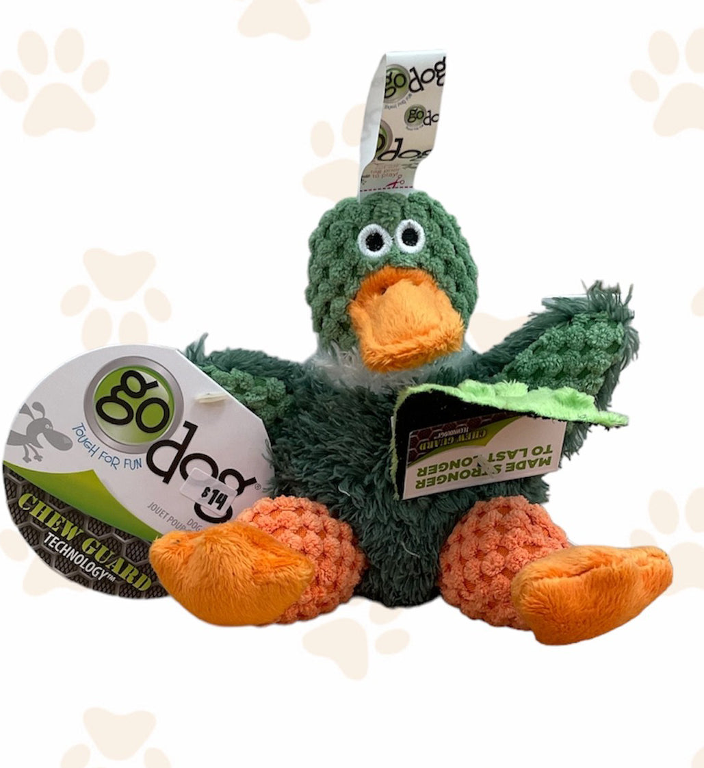 goDog Checkers Sitting Duck Dog Toy