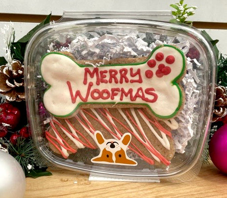 Large Holiday Bone Gift Box - 1 Large Bone and 1 Large Squiggle Cookie