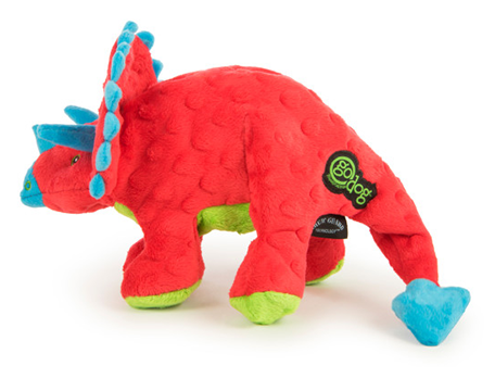 goDog Dinos™ Squeaky Dino Frills Red Large Dog Toy