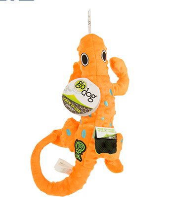 goDog® Gecko Orange Bubble Large Dog Toy