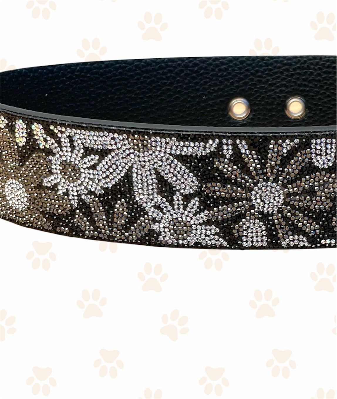 JK Diamonds - Large Hematite and Silver Flower Power Crystal Dog Collar