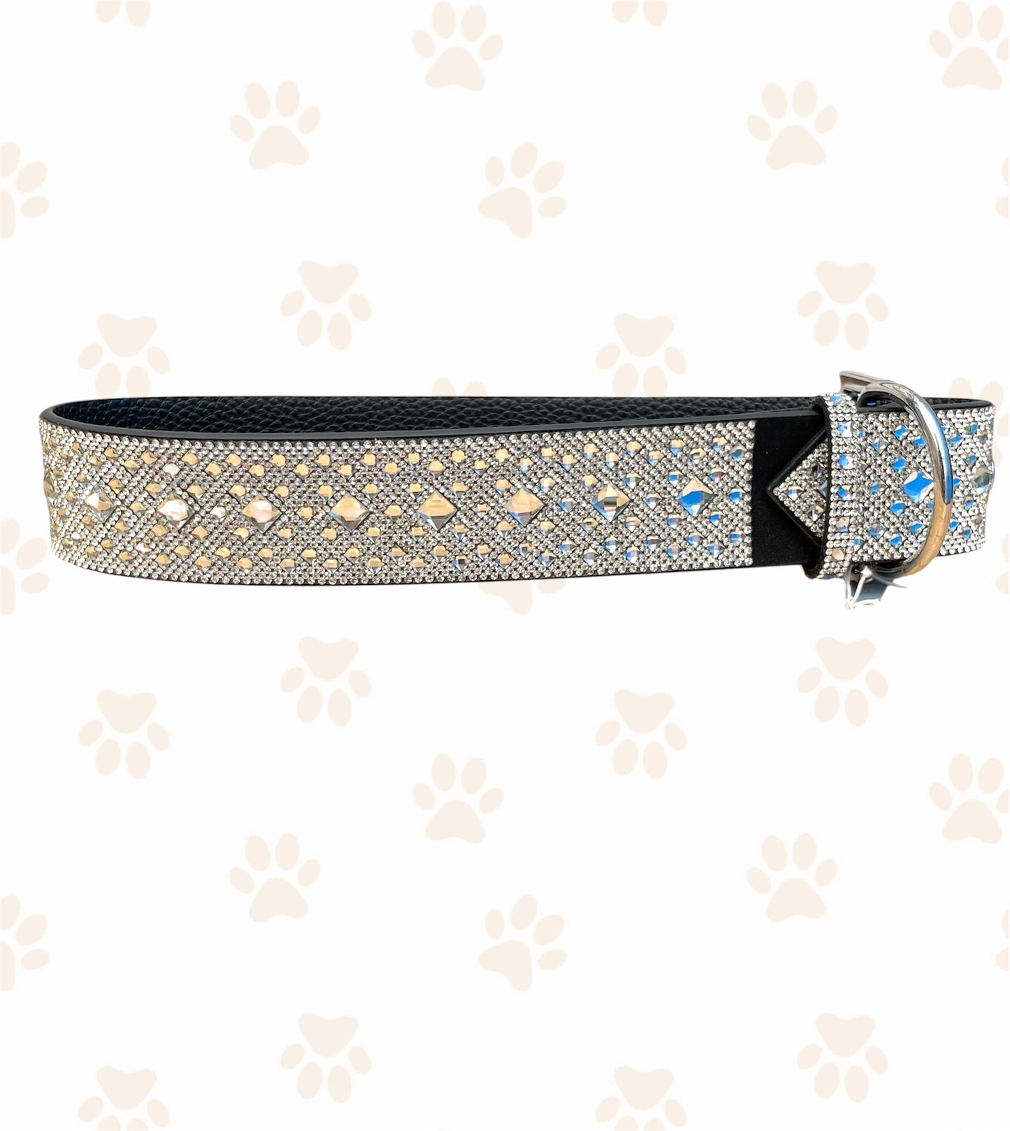 JK Diamonds - Large Silver Crystal Dog Collar