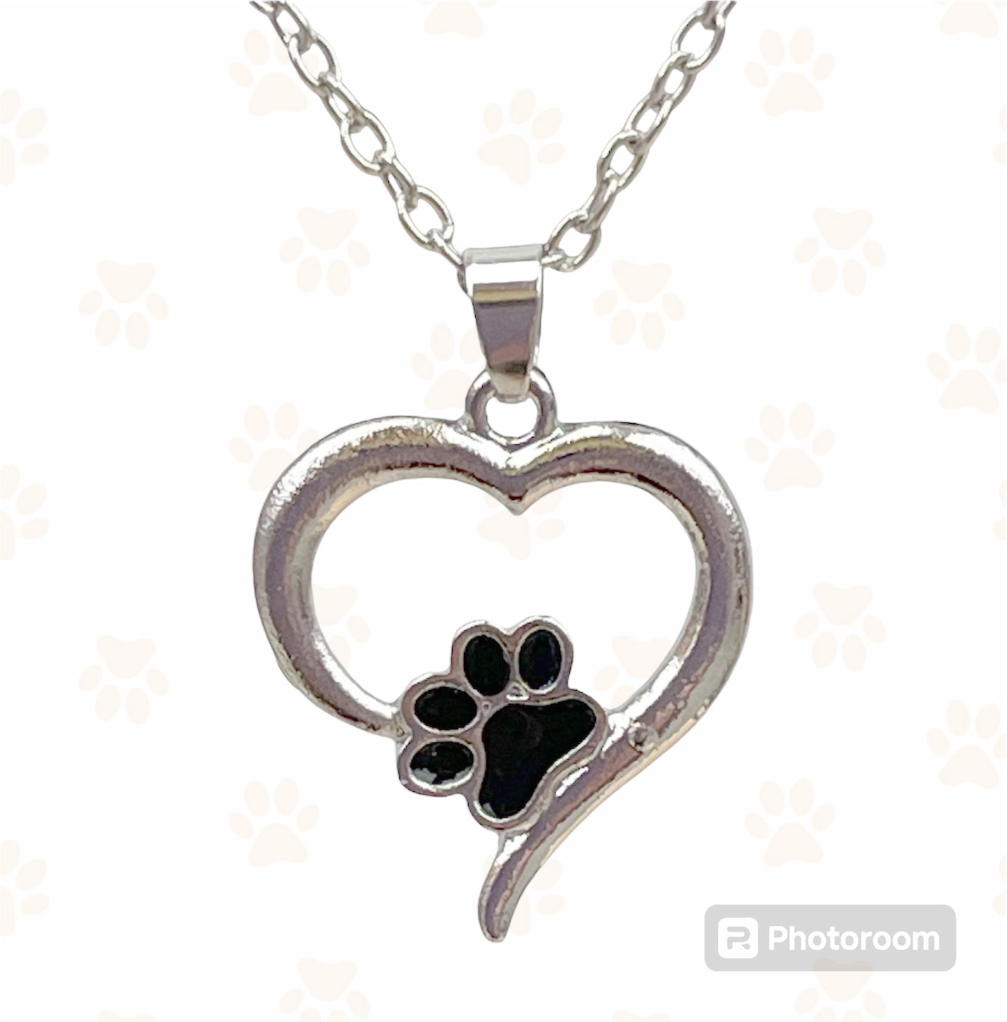 Silver Heart & Paw Necklace