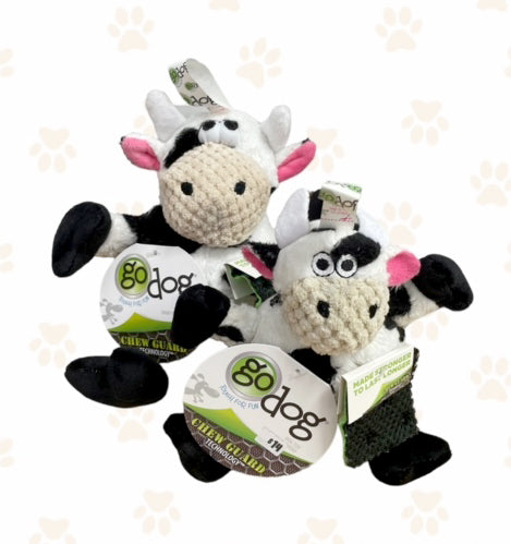 goDog Checkers Sitting Cow Dog Toy