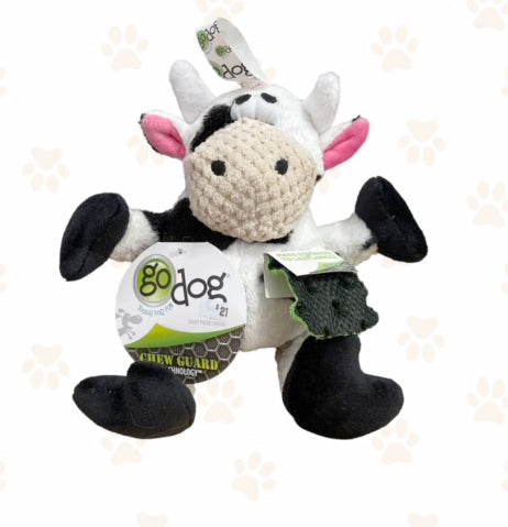 goDog Checkers Sitting Cow Dog Toy