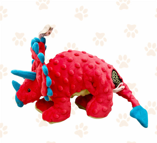 goDog Dinos™ Squeaky Dino Frills Red Large Dog Toy