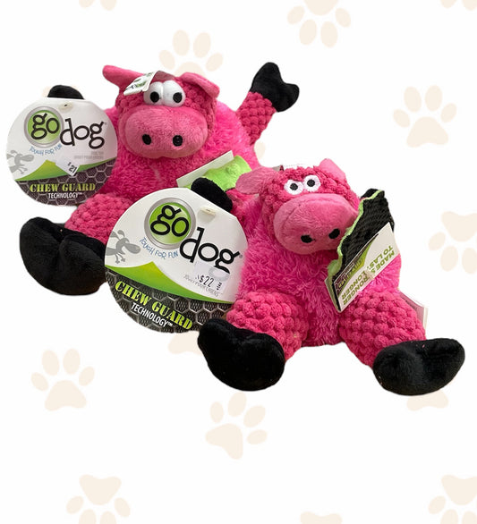 goDog Checkers Sitting Pig Dog Toy