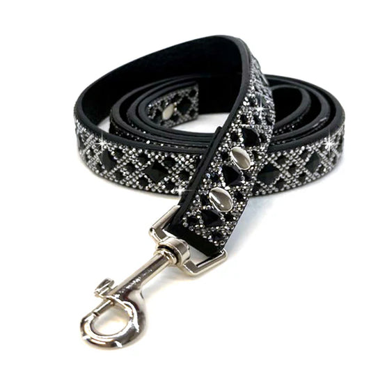 JK Diamonds - Silver & Hematite Crystal Pet Leash