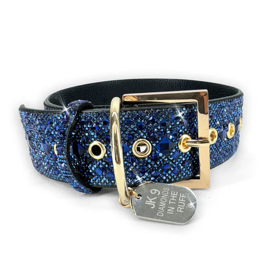JK Diamonds - Large Dark Blue Crystal Dog Collar