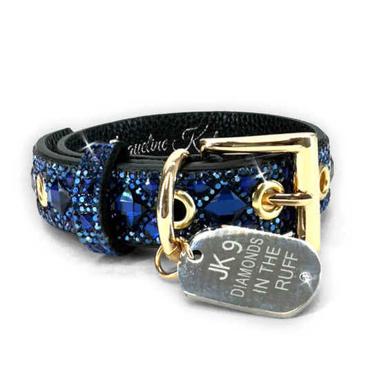 JK Diamonds - Small Dark Blue Crystal Dog Collar