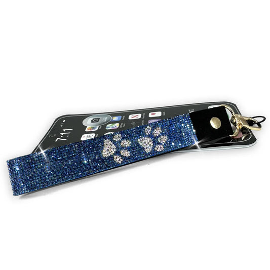 JK Diamonds - Blue & Silver Crystal Paw Print Lanyard