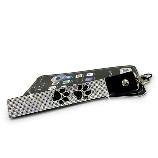JK Diamonds - Rainbow Shimmer & Black Crystal Paw Print Lanyard