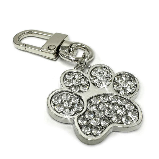 JK Diamonds -Silver Crystal Paw Print Charm