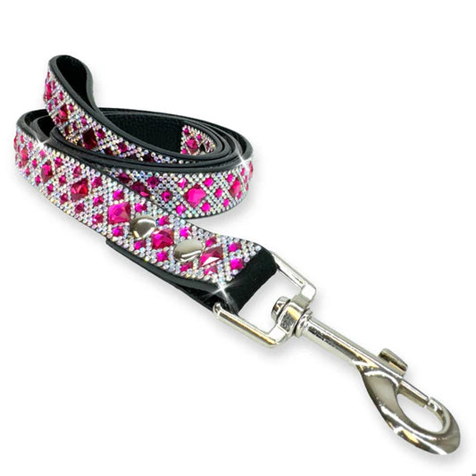 JK Diamonds - Magenta & Silver Crystal Pet Leash
