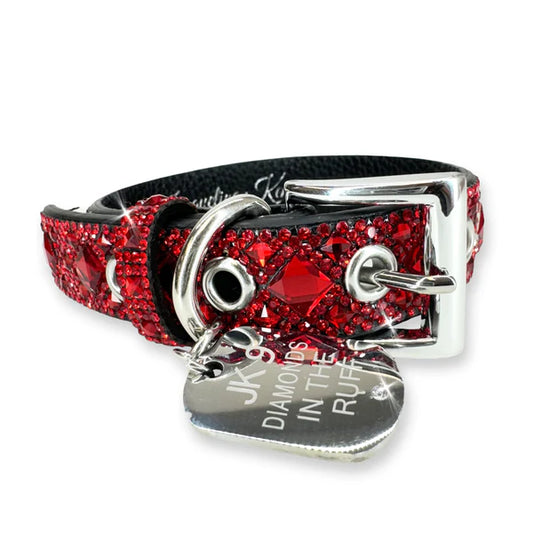 JK Diamonds - Small Red Crystal Dog Collar
