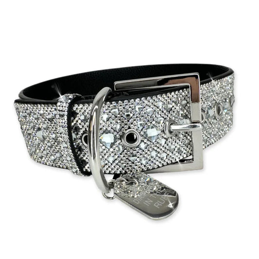 JK Diamonds - Large Silver Crystal Dog Collar