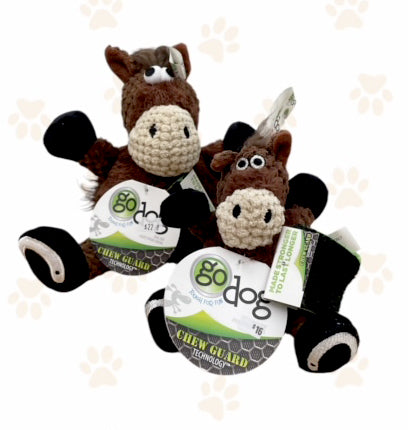 goDog Checkers Sitting Horse Dog Toy